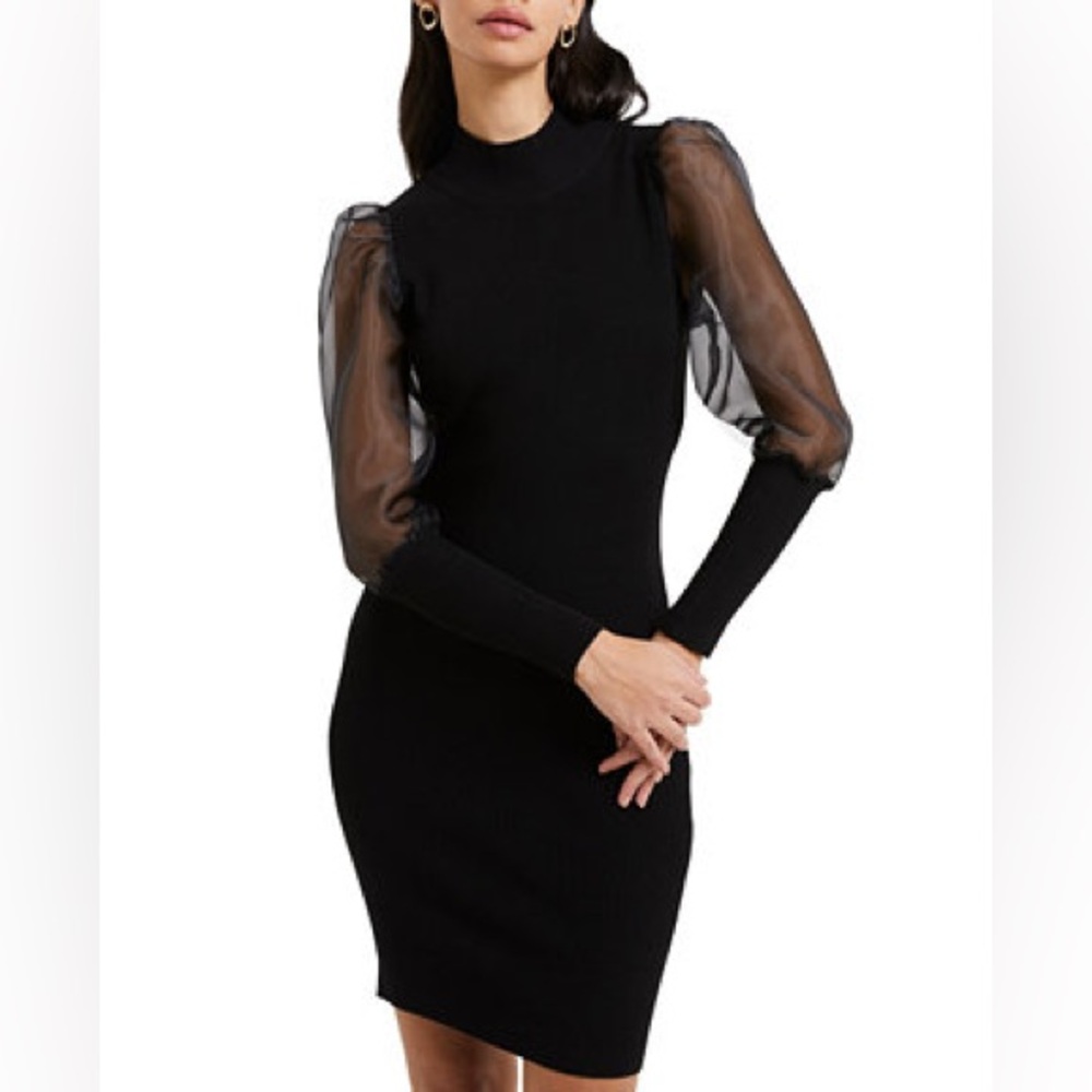 French Connection Krista Organza Sleeve Dress Black Size Small